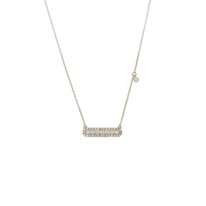 18K Gold Diamond Row Bar Necklace