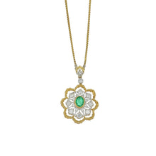 Load image into Gallery viewer, Important Vintage 1980s Buccellati 18K Two-Tone Gold Interchangeable Emerald and Diamond Earring and Pendant Set
