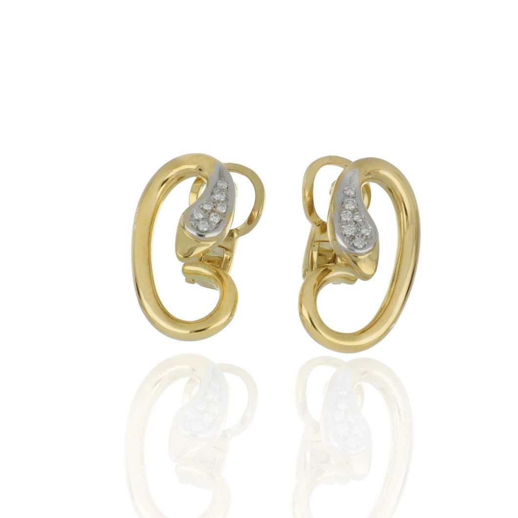 Estate Pomellato 18K Gold Snake Earrings with Diamonds