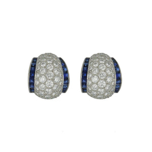 Vintage 1980s Oscar Heymen Brothers Sapphire and Diamond Earrings