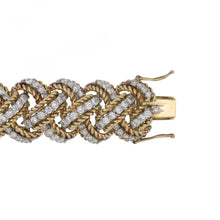 Load image into Gallery viewer, Vintage 1980s 14K Two-Tone Gold Braided Bracelet with Diamonds

