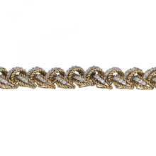 Load image into Gallery viewer, Vintage 1980s 14K Two-Tone Gold Braided Bracelet with Diamonds
