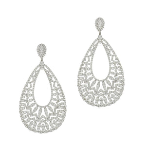 Estate 18K White Gold Diamond Dangle Earrings