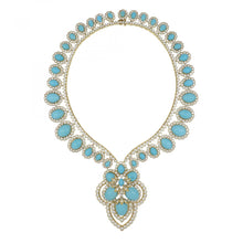 Load image into Gallery viewer, Important 18K Gold Turquoise and Diamond Jewelry Suite
