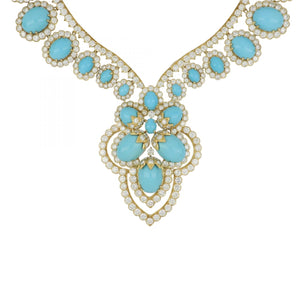 Important 18K Gold Turquoise and Diamond Jewelry Suite