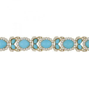 Important 18K Gold Turquoise and Diamond Jewelry Suite