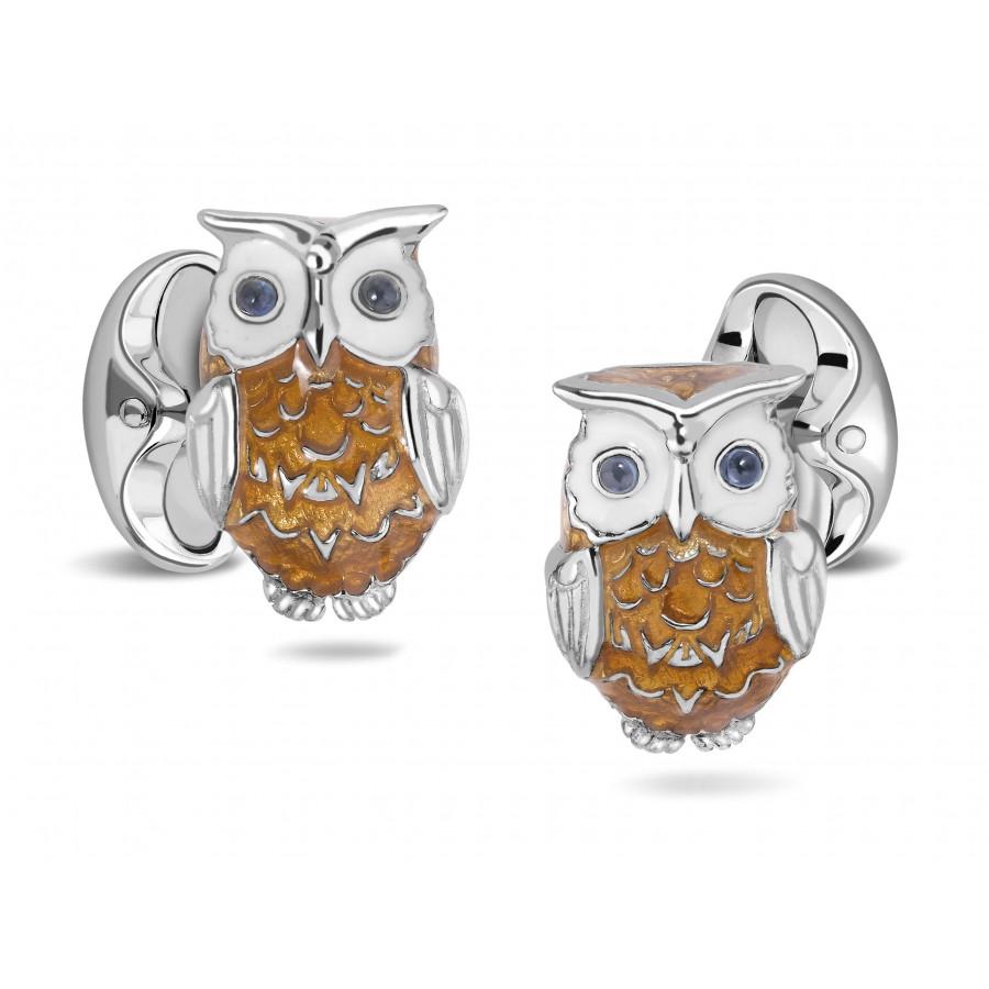Deakin & Francis Sterling Silver Enamel Owl Cufflinks
