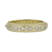 Load image into Gallery viewer, Vintage 1990s 18K Gold Opal &amp; Diamond Bangle
