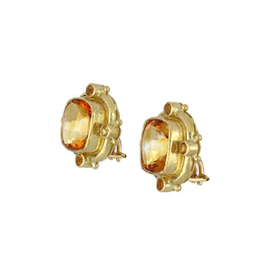 Estate Elizabeth Locke 18K Gold Citrine Button Earrings