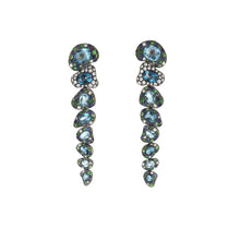 Load image into Gallery viewer, Rodney Rayner 18K Rose Gold Blue Topaz, Sapphire, Tsavorite Garnet and Diamond Earrings

