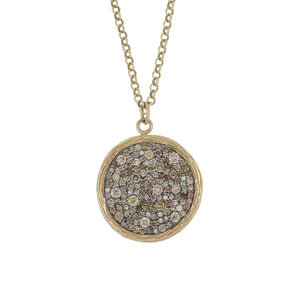 Jill Reno 14K Gold Fancy Color Diamond Disc Pendant Necklace