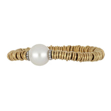 Load image into Gallery viewer, Damaso 18K Gold Elastic Bracelet with Pearl Center and Diamond Rondelles
