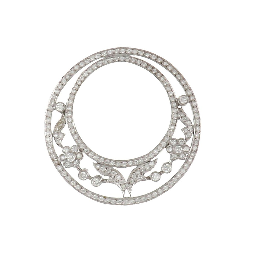 Lauren K 18K White Gold Allegria Diamond Flower Circle Pendant