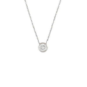 Estate 14K White Gold Bezel-Set Diamond Pendant Necklace