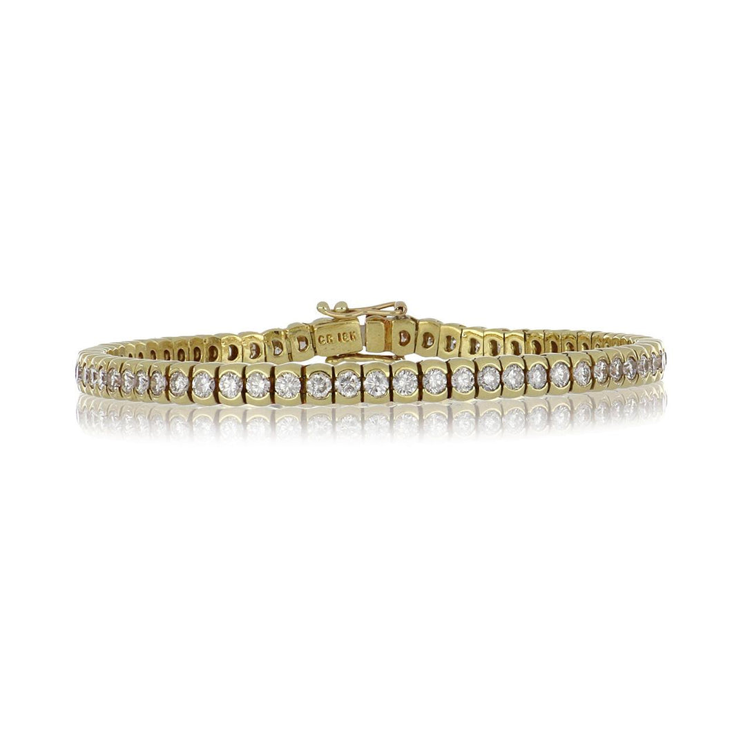 Vintage 1990s 18K Gold Diamond Half Bezel Line Bracelet
