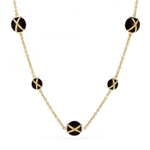 L. Klein 18K Gold Prisma Black Agate Necklace