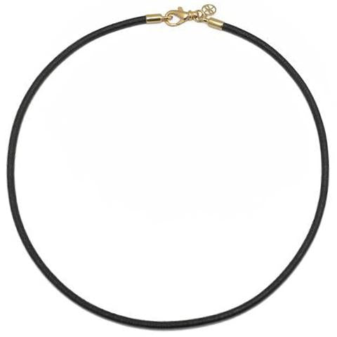 L. Klein 18K Gold 3mm Black Leather Necklace