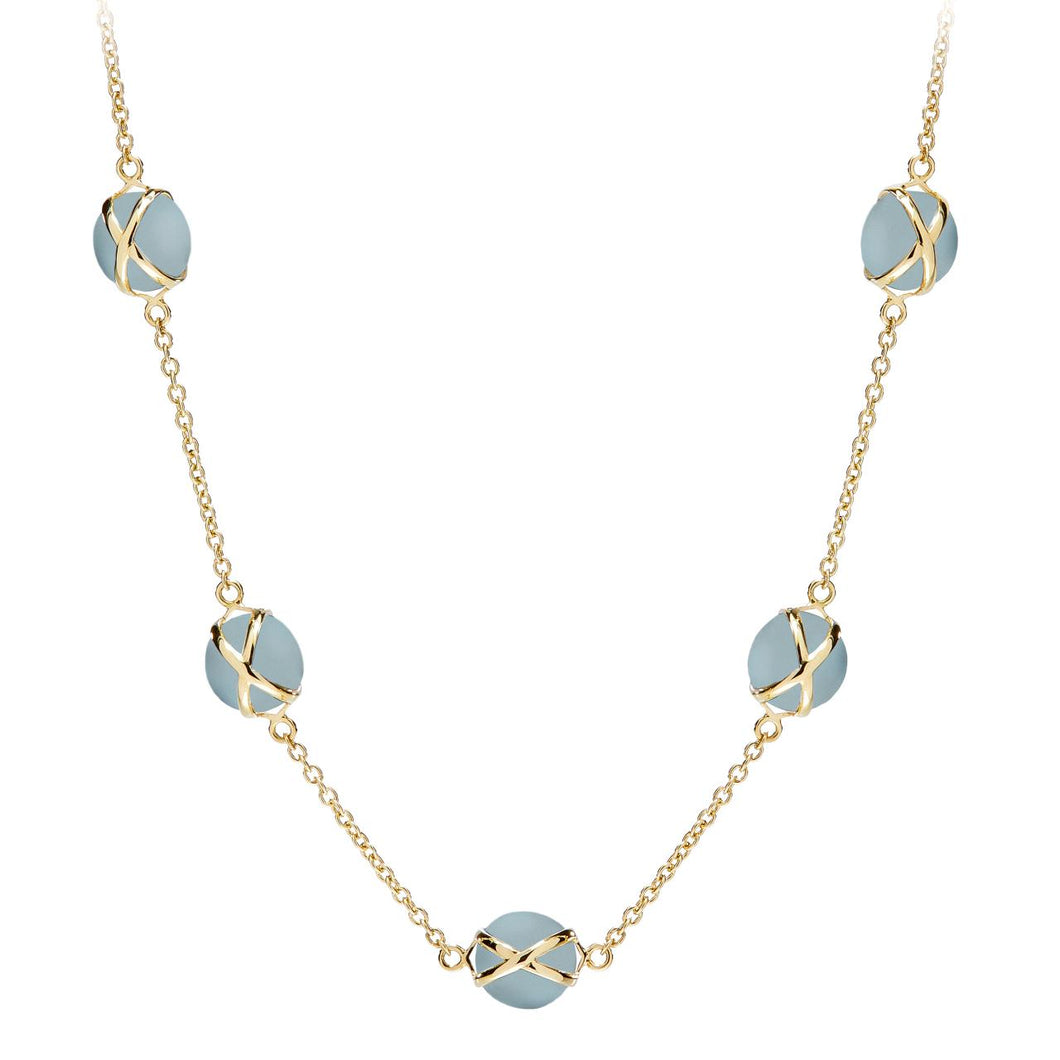 L. Klein 18K Yellow Gold Prisma Aquamarine Classic Chain Necklace