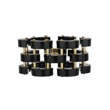 Load image into Gallery viewer, Aletto Brothers 18K Gold Black Onyx Wide Bridge Bracelet with Diamonds
