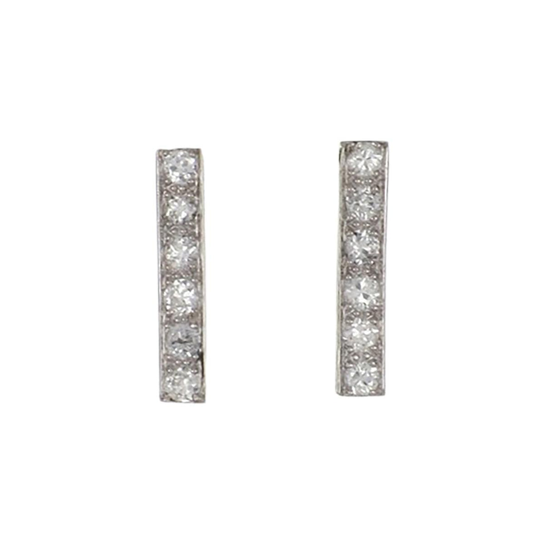 Bespoke Platinum Diamond Bar Stud Earrings