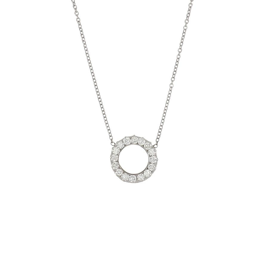 Bespoke 14K White Gold Diamond Circle Pendant Necklace