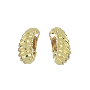 Vintage 1980s Henry Dunay 18K Gold Faceted Shrimp Hoop Earrings