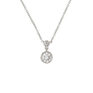 Platinum Bezel-Set Old European-Cut Diamond Drop Necklace