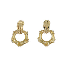 Load image into Gallery viewer, Estate 18K Gold Brushed Doorknocker Earrings with Diamonds
