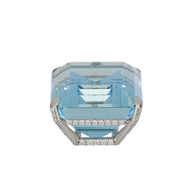 Load image into Gallery viewer, Estate Platinum Emerald-Cut Aquamarine Pendant with Diamonds
