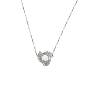 Estate Platinum Baguette Diamond Pinwheel Pendant Necklace