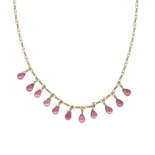 Load image into Gallery viewer, Estate Temple St. Clair 18K Gold Tear Drop Briolette Pink Tourmaline Necklace
