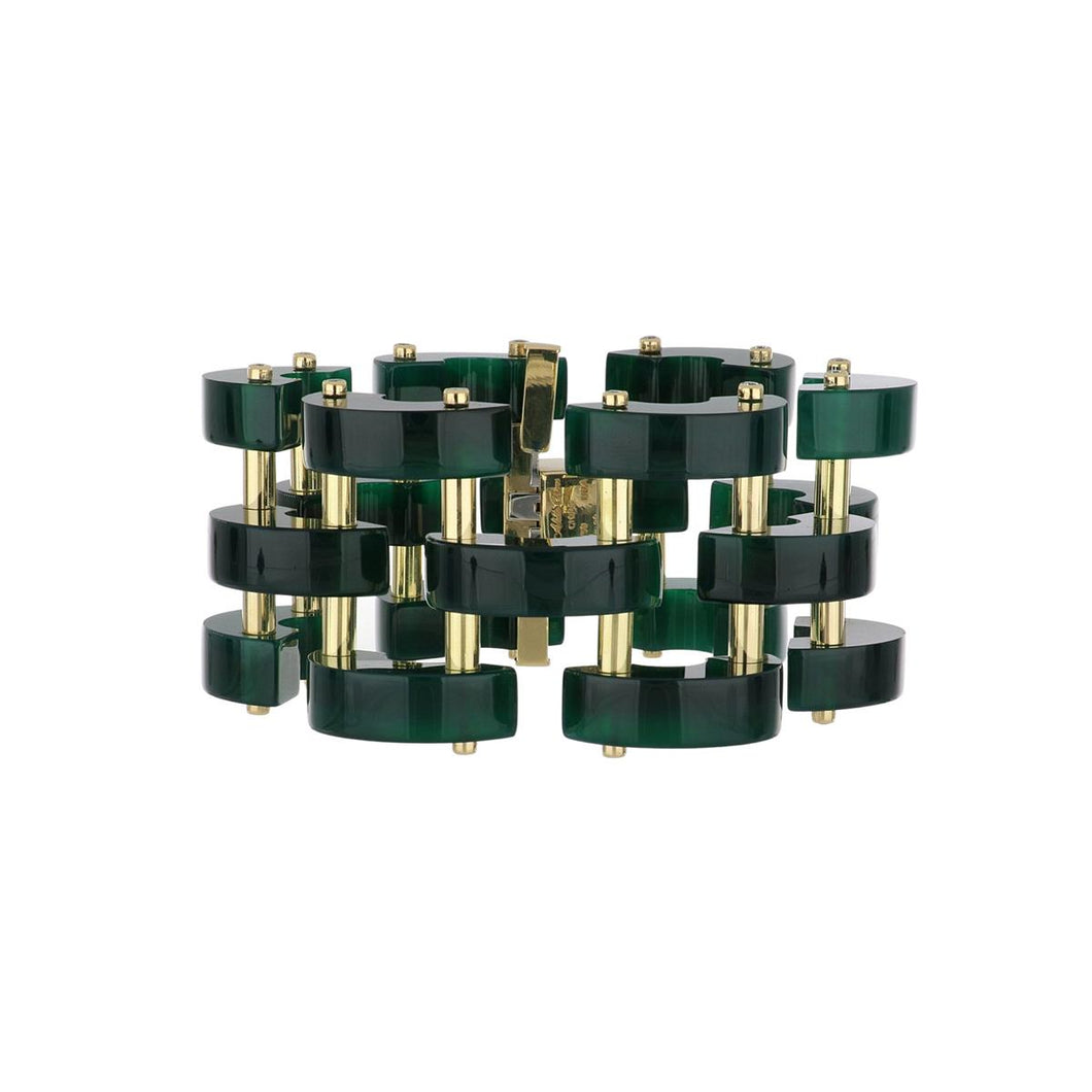 Aletto Brothers 18K Gold Green Onyx Bridge Bracelet with Diamonds