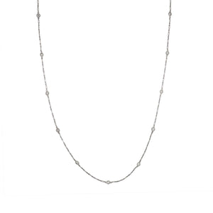 Estate 9ct. White Gold Fancy Link Chain Necklace with Diamonds