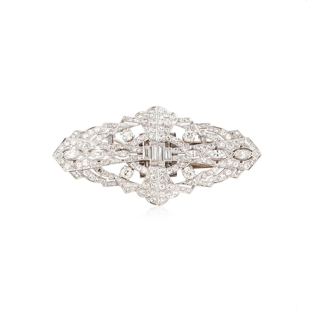 Art Deco Platinum Diamond Brooch/Dress Clips