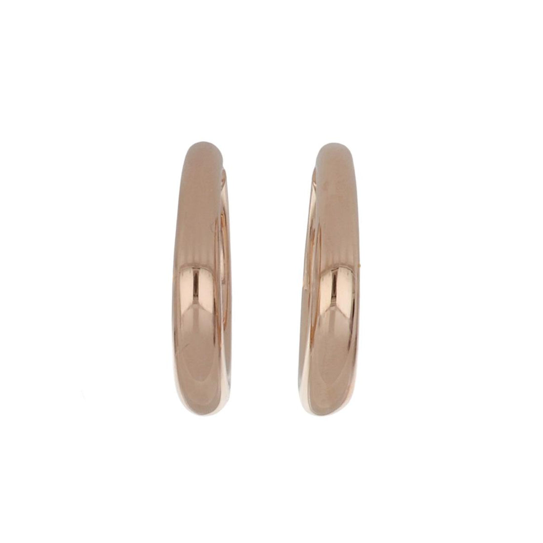Italian 18K Rose Gold Round Tubular Hoop Earrings