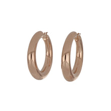 Load image into Gallery viewer, Italian 18K Rose Gold Round Tubular Hoop Earrings
