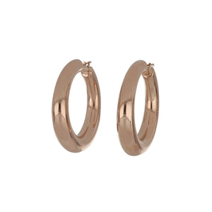 Italian 18K Rose Gold Round Tubular Hoop Earrings