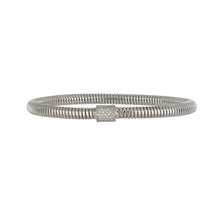 Load image into Gallery viewer, Italian 18K White Gold Tubogas Style Bracelet with Pavé Diamond Station
