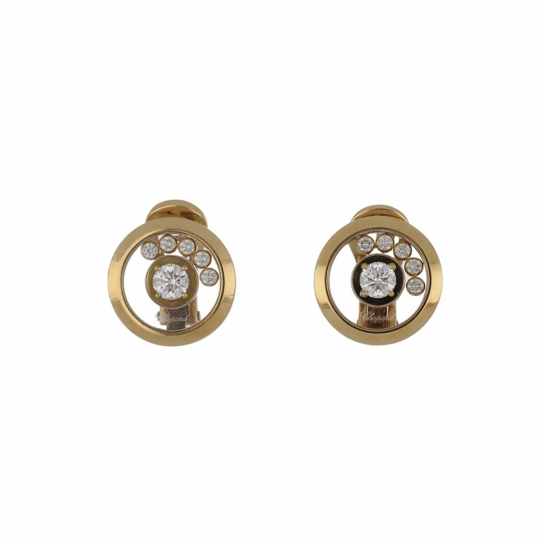 Estate Chopard 18K Gold Happy Diamond Earrings