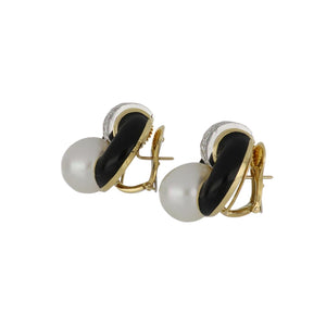 Vintage 1990s David Webb South Sea Pearl Button Earrings