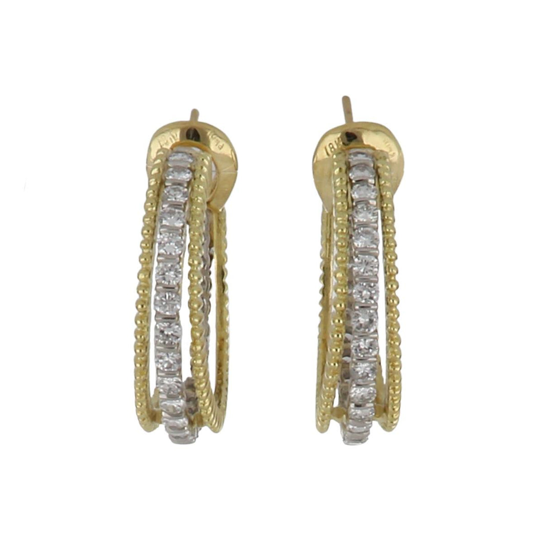 Vintage Tiffany & Co. 1970s Platinum and 18K Gold Diamond Hoop Earrings