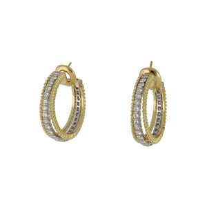 Vintage Tiffany & Co. 1970s Platinum and 18K Gold Diamond Hoop Earrings