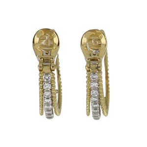 Vintage Tiffany & Co. 1970s Platinum and 18K Gold Diamond Hoop Earrings