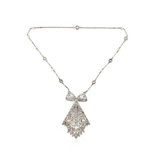 Load image into Gallery viewer, Edwardian Platinum and Pearl Diamond Bow Necklace
