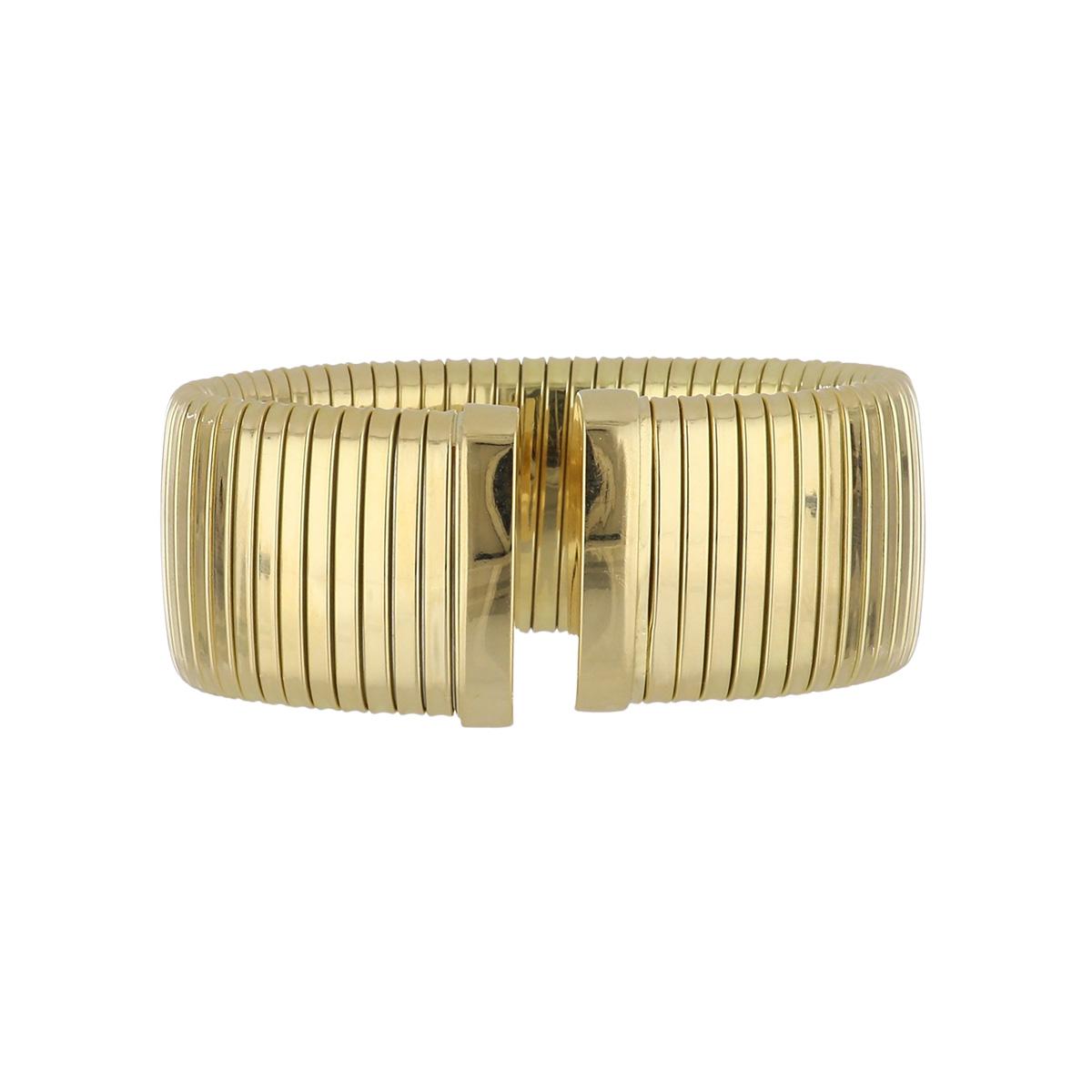 Vintage Italian Square-Shaped 18k Gold Bangle Bracelet