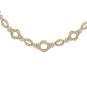 Vintage 1980s French 18K Gold Open Link Diamond Necklace