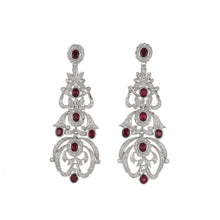 Load image into Gallery viewer, Estate 18K White Gold Ruby and Diamond Drop Earrings
