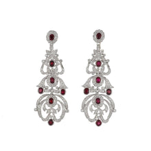 Load image into Gallery viewer, Estate 18K White Gold Ruby and Diamond Drop Earrings
