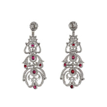 Load image into Gallery viewer, Estate 18K White Gold Ruby and Diamond Drop Earrings
