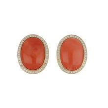 Load image into Gallery viewer, Estate 18K Gold Day/Night Coral Drop Earrings
